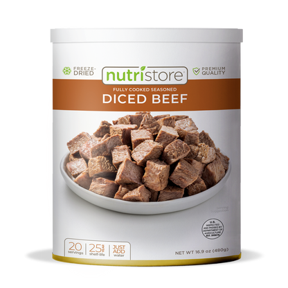 Nutristore Freeze Dried Beef Dices | Pre-Cooked Meat