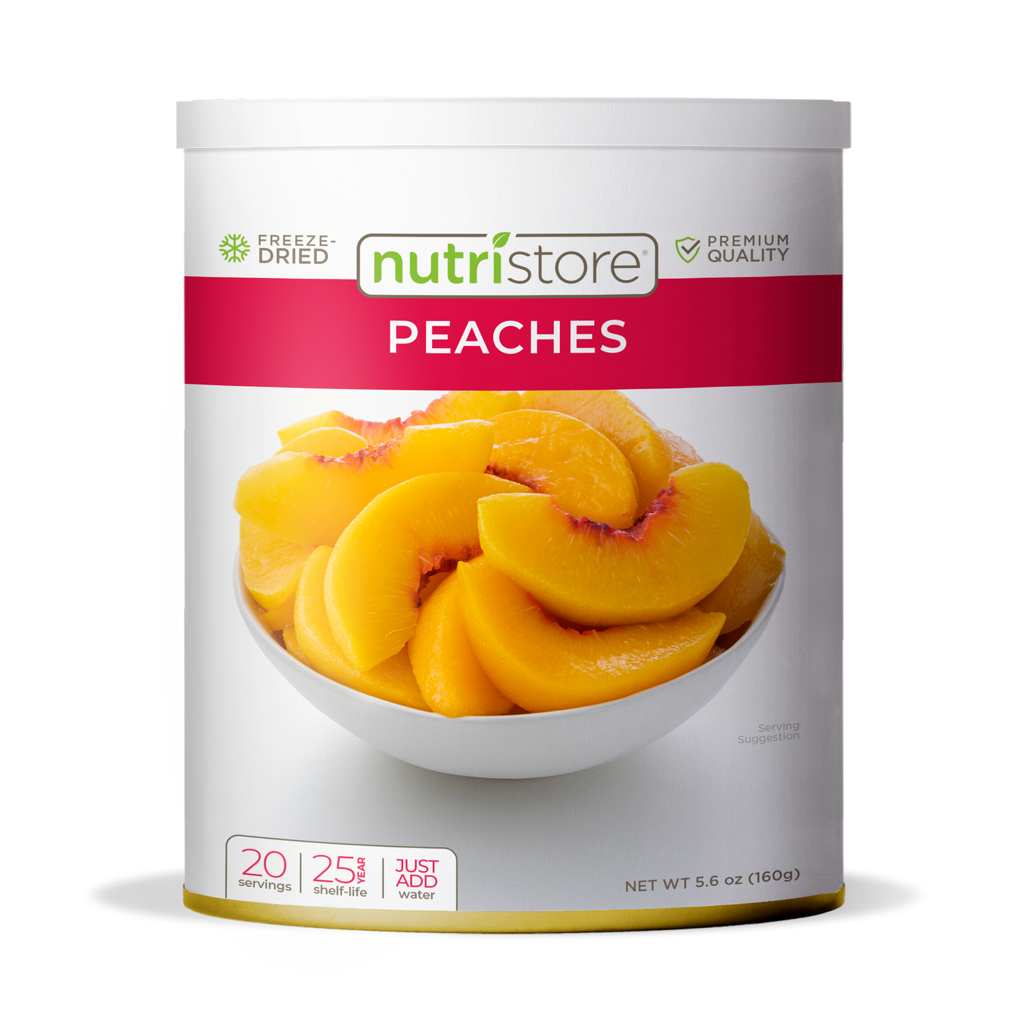 Nutristore Freeze Dried Peaches | 100% Natural, Healthy Fruit Snacks | Bulk #10 Can | Premium Quality & Crispy Fresh Taste | Emergency Survival Food Supply | 24 Servings | 25 Year Shelf Life