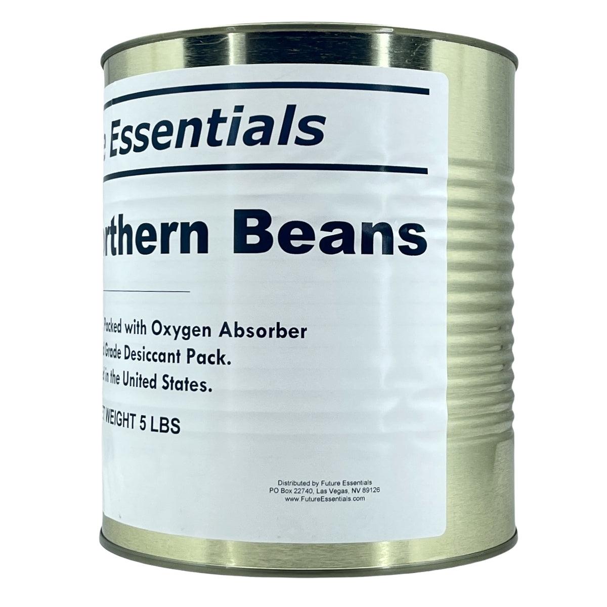 Future Essentials Great Northern Beans are free of preservatives and artificial ingredients. They are also vegan and gluten-free. Each can contains 5 pounds of freeze-dried great northern beans