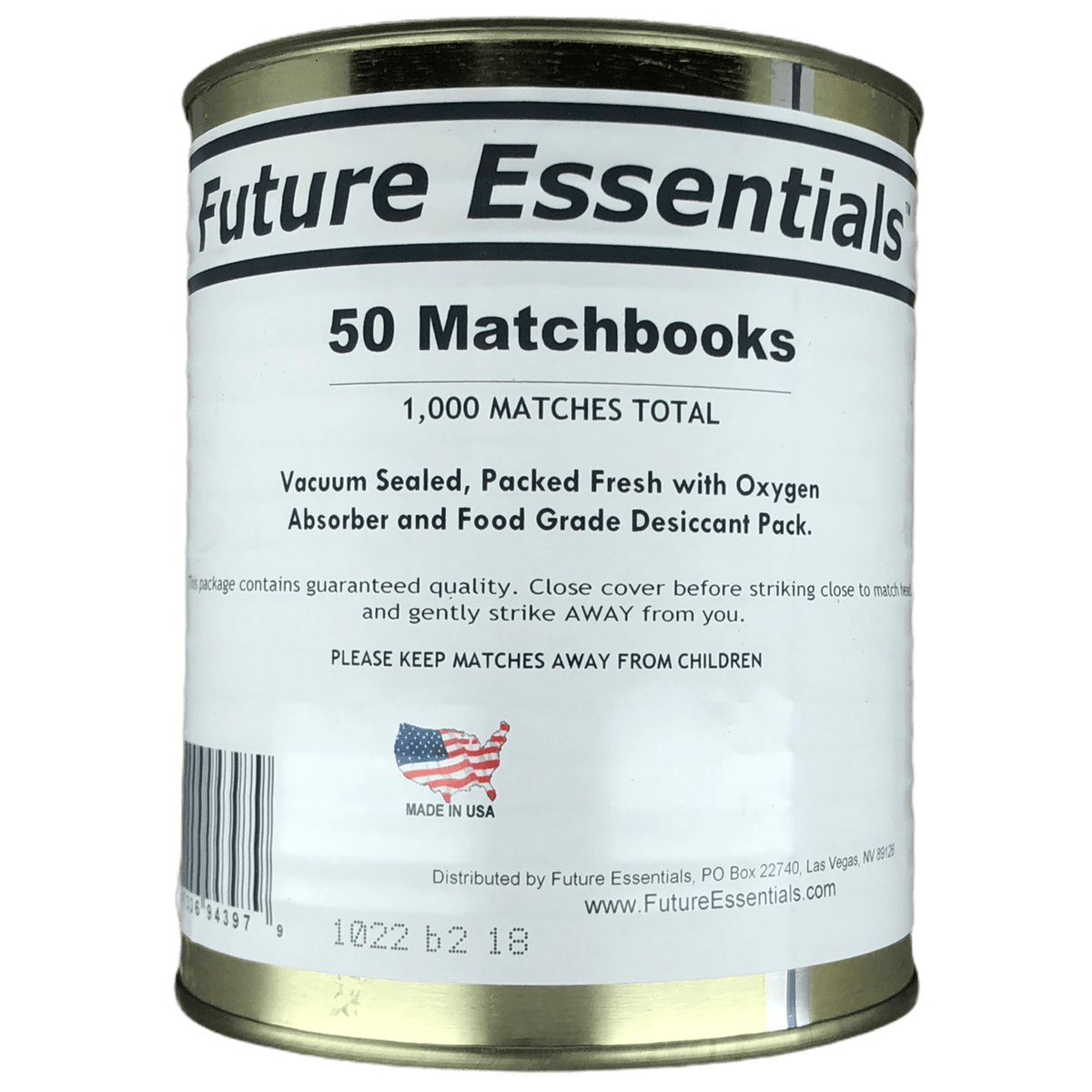 Future Essentials Canned Matchbooks Disaster Kit 12 Cans (50 matchbooks per can) - #2.5 Size Cans