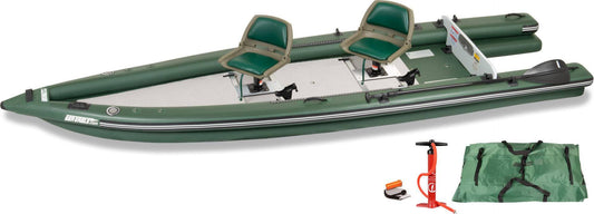 Sea Eagle Fishskiff 16 Inflatable Fishing Boat - 2 Person Swivel Seat - Safecastle