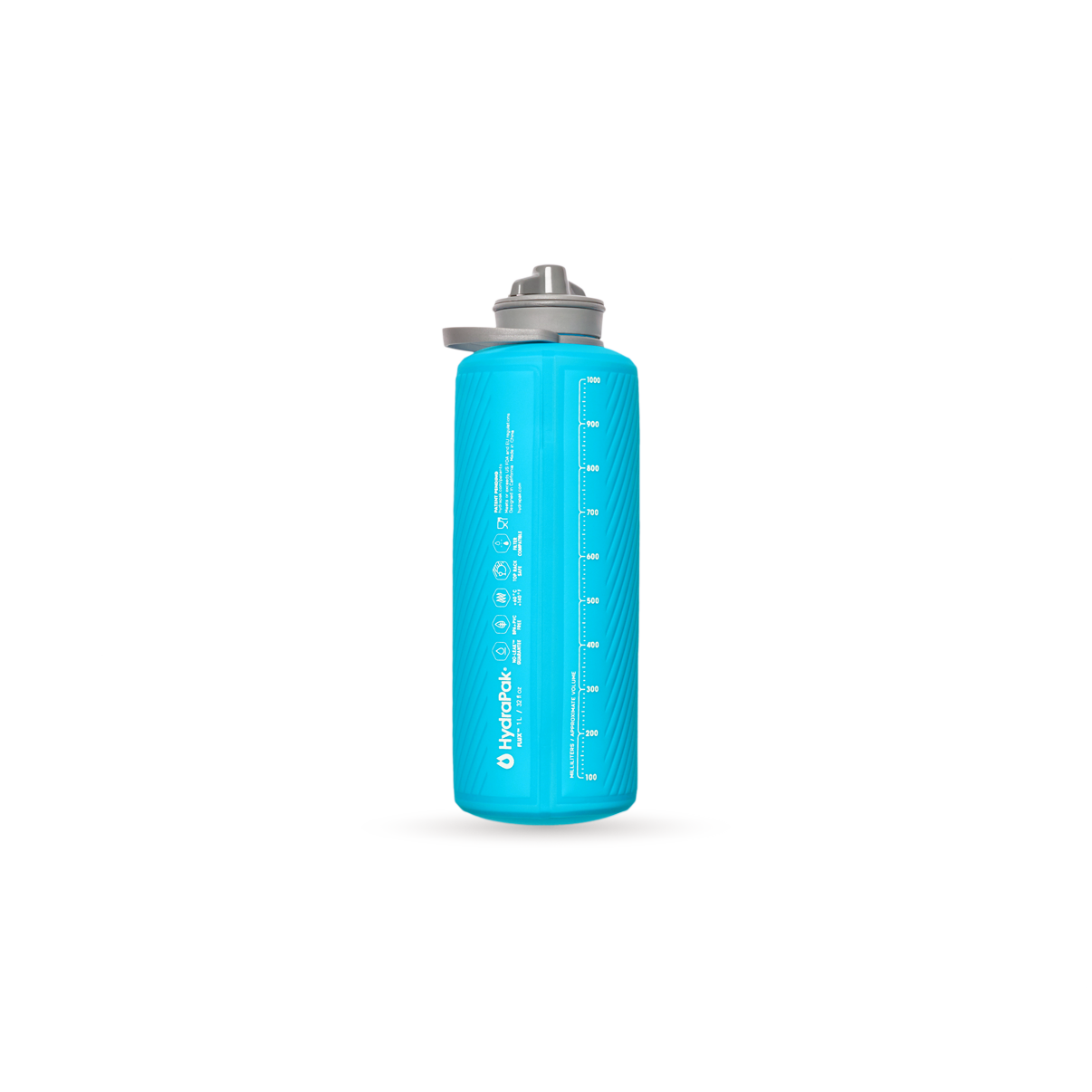 Hydrapak Flux - Collapsible Backpacking Water Bottle (1 Liter) Malibu Blue