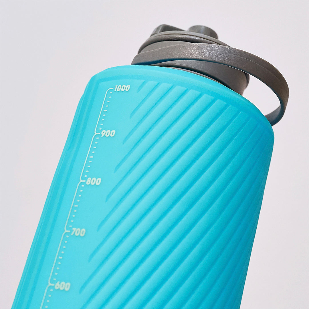 Hydrapak Flux - Collapsible Backpacking Water Bottle (1 Liter) Malibu Blue