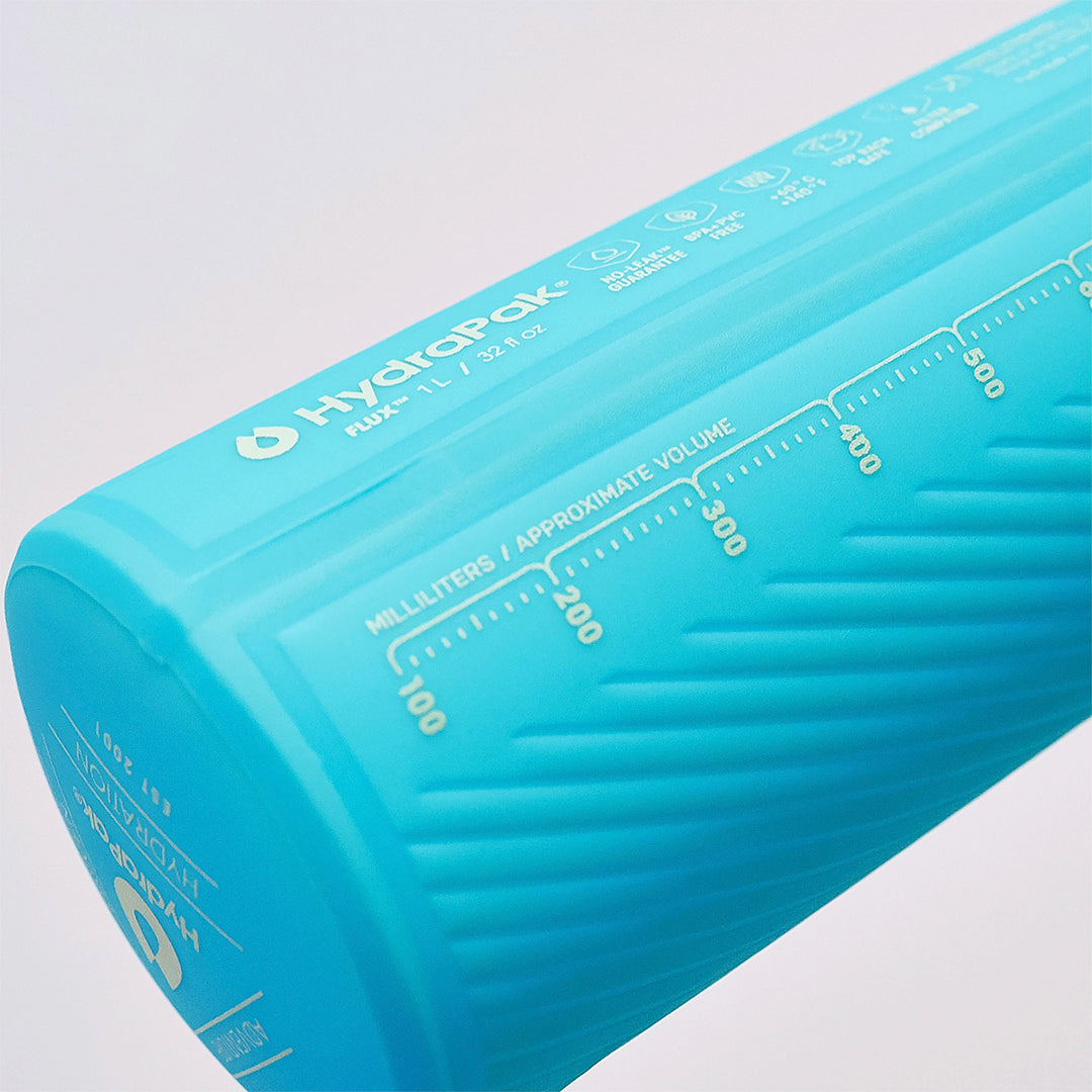 Hydrapak Flux - Collapsible Backpacking Water Bottle (1 Liter) Malibu Blue