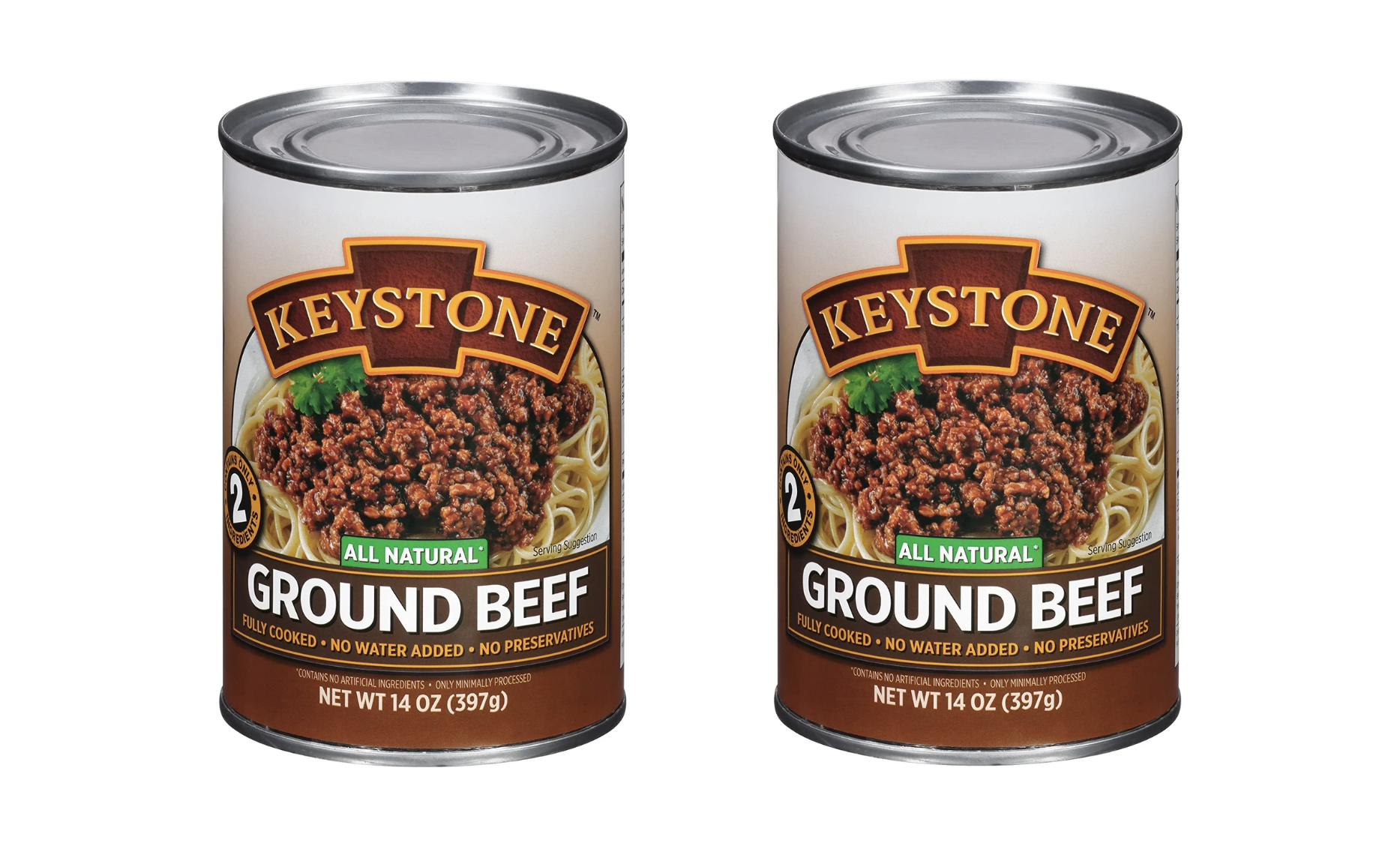 Keystone Meats All Natural Ground Beef, 14 Ounce 2 can