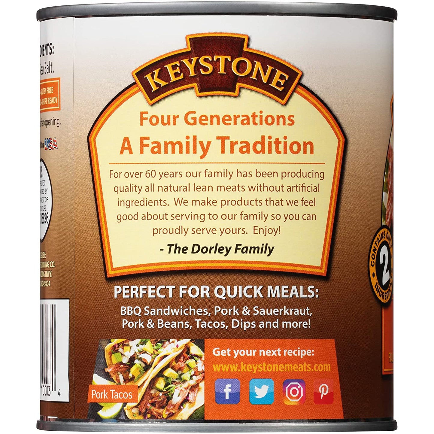 Keystone Meats All Natural Canned Pork, 28 Ounce