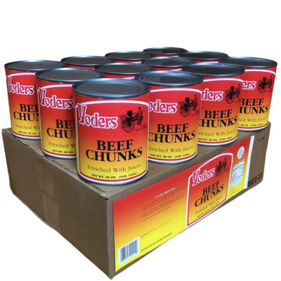 Yoder’s Canned Beef Chunks – Shelf Stable 10+ Years – Ready to Eat Emergency, Survival & Camping Food – 28 oz, 12 Cans