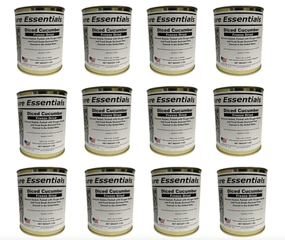 Cucumber Freeze Dried by Future Essentials ( Case of 12 cans ) - Future Essentials Freeze Dried Cucumber #2.5 Can / 3 oz is a convenient and nutritious way to add cucumbers to your diet. Our cucumbers are freeze dried at a low temperature to preserve their nutrients and flavor. They are then packaged in a resealable can for freshness.