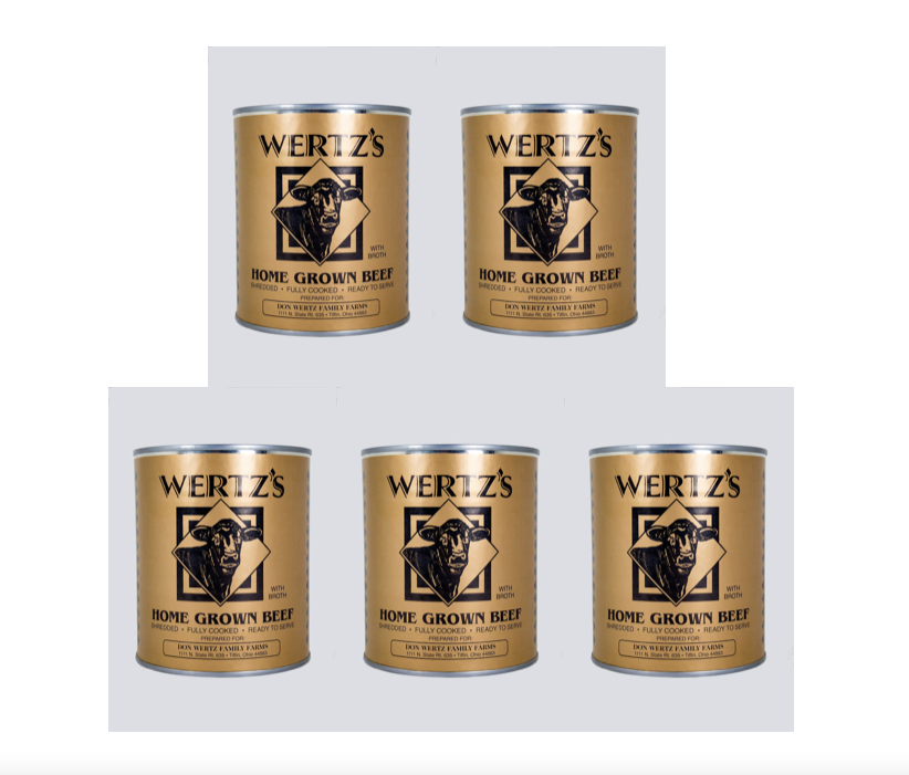 Wertz's Home Grown Canned Beef, 25+ Years Shelf Life , Fully Cooked & Ready to Serve 28 oz (5 can)