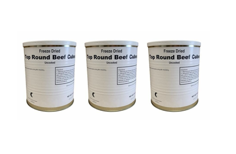 Military Surplus Freeze Dried Top Round Canned Beef Cubes (Half Case - 3 cans and Full case - 6 Cans)