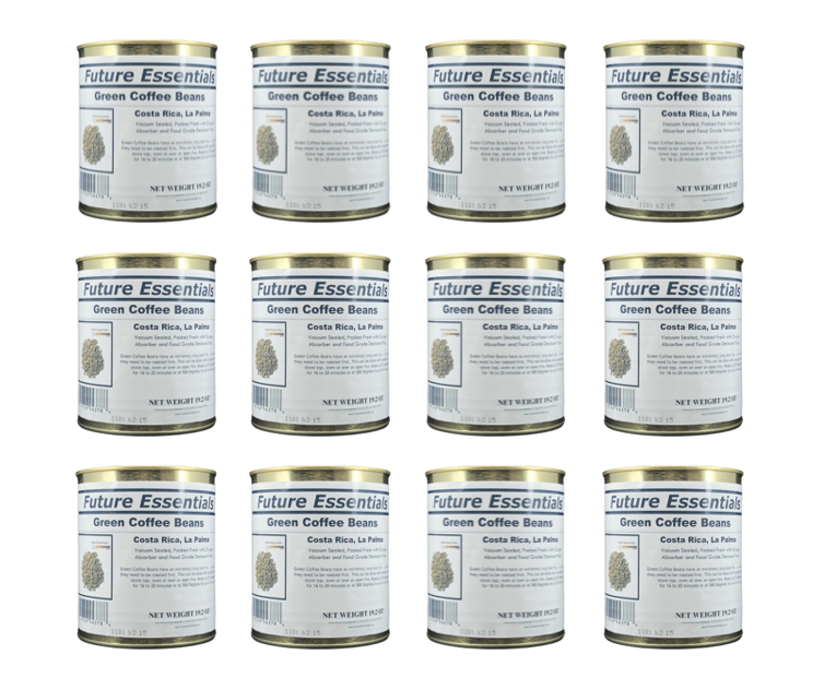 Future Essentials Canned Costa Rican La Palma Green Coffee Beans, 12 Cans