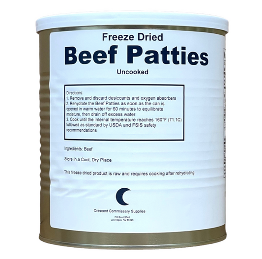 Freeze Dried Hamburger Patties - Military Surplus Frozen Beef Patties for Long-Term Storage