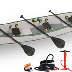 Sea Eagle TC-16 Inflatable Travel Canoe 3 Person with Traditional Style Wood/Web - Electric Pump Package - Safecastle thumbnail 1