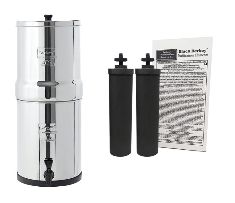 Travel Berkey Water Filter System 1.5 Gallon (5.7 liters) Capacity with 2 Black Berkey Elements