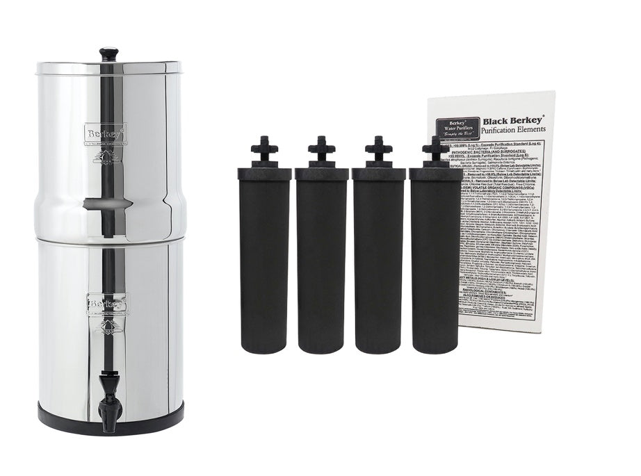 Travel Berkey Water Filter System 1.5 Gallon (5.7 liters) Capacity with 4 Black Berkey Elements