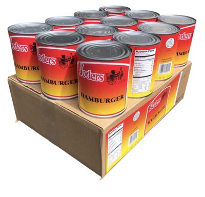 Yoder’s Canned Ground Beef/Hamburger – Real USA Beef | Fully Cooked | Shelf Stable 10+ Years | Ready to Eat | Great for Emergency, Survival & Camping Food – 28oz, 12 Cans