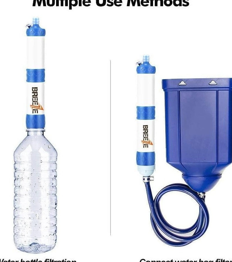 Breeze Water Filter Straw for Survival- Patented Design, Multiple Filtering Options