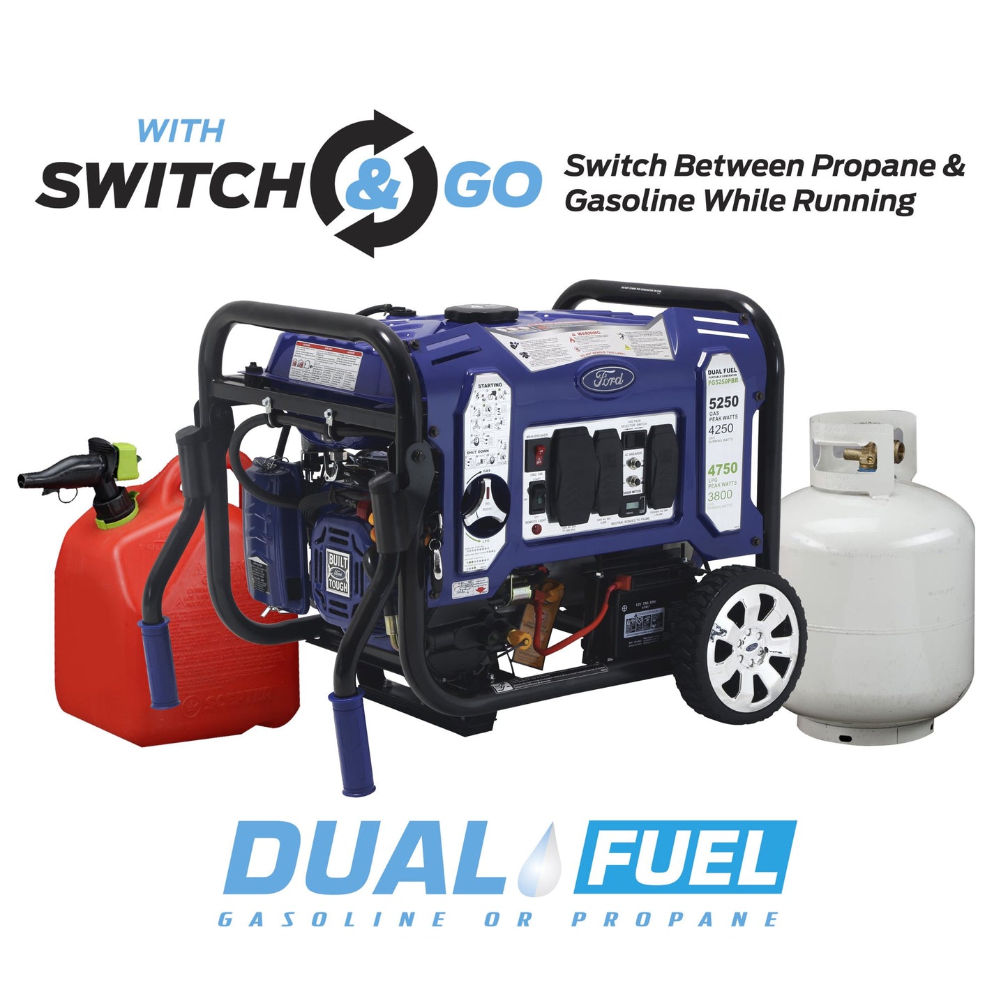 Ford 5,250 watt Dual Fuel Generator with Remote Start - FG5250PBR