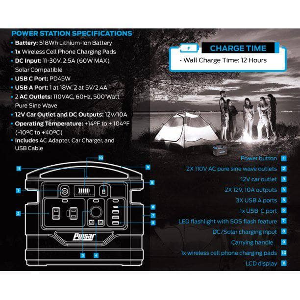Pulsar 500 Watt Portable Power Station - PPS500