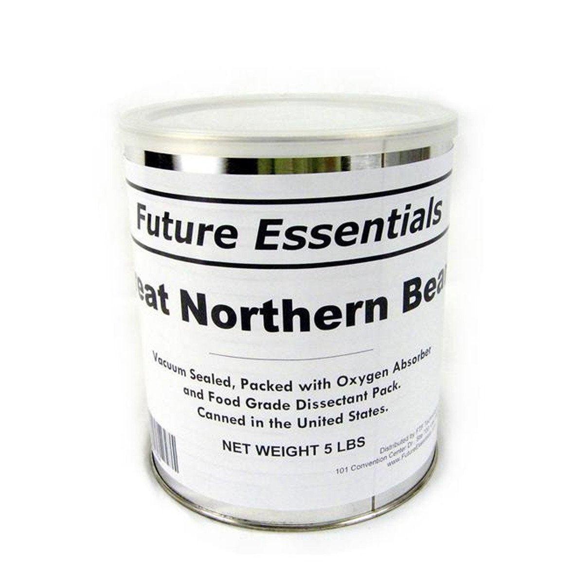 Future Essentials Great Northern Beans are free of preservatives and artificial ingredients. They are also vegan and gluten-free. Each can contains 5 pounds of freeze-dried great northern beans