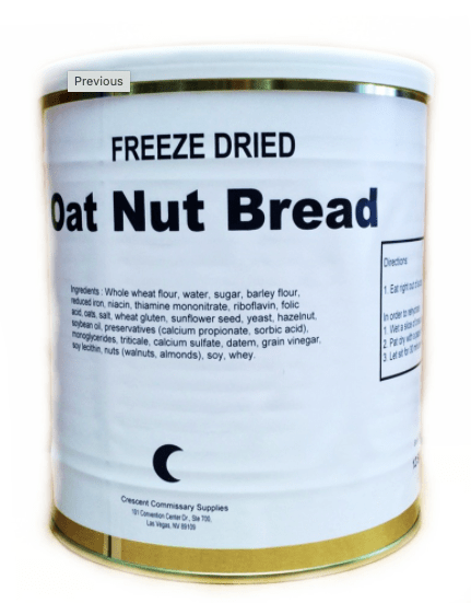 Freeze Dried Oat Nut Bread