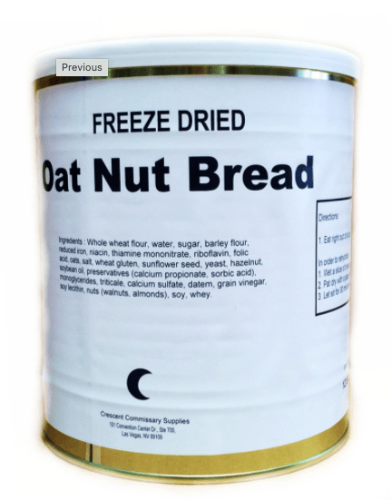 Military Surplus Freeze Dried Oat Nut Bread in #10 Can