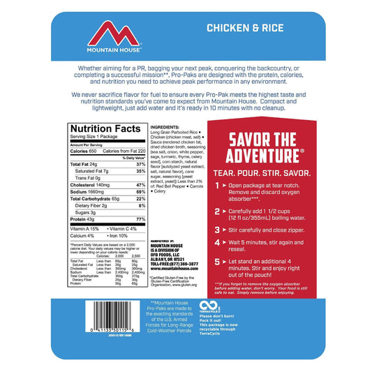 Mountain House Chicken & Rice - Pro-Pak® (6/case) Ingredients
