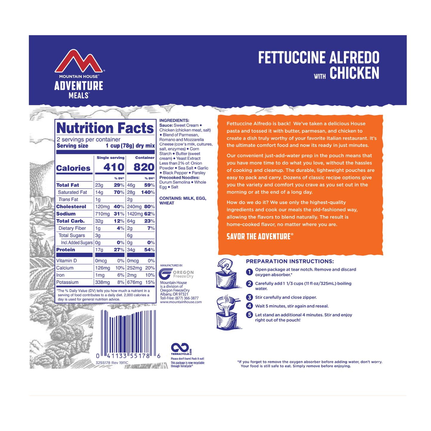 Mountain house Fettuccine Alfredo with Chicken On sale