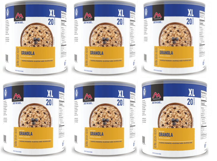 Mountain House Granola w/ Milk & Blueberries #10 Can Freeze Dried Food - 6 Cans Offer