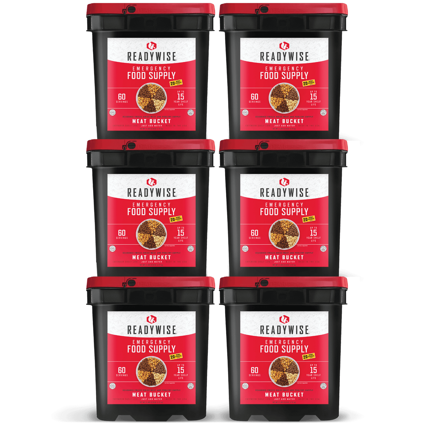 360 Serving Meat Package with 6 Freeze Dried Meat Bucket - Readywise