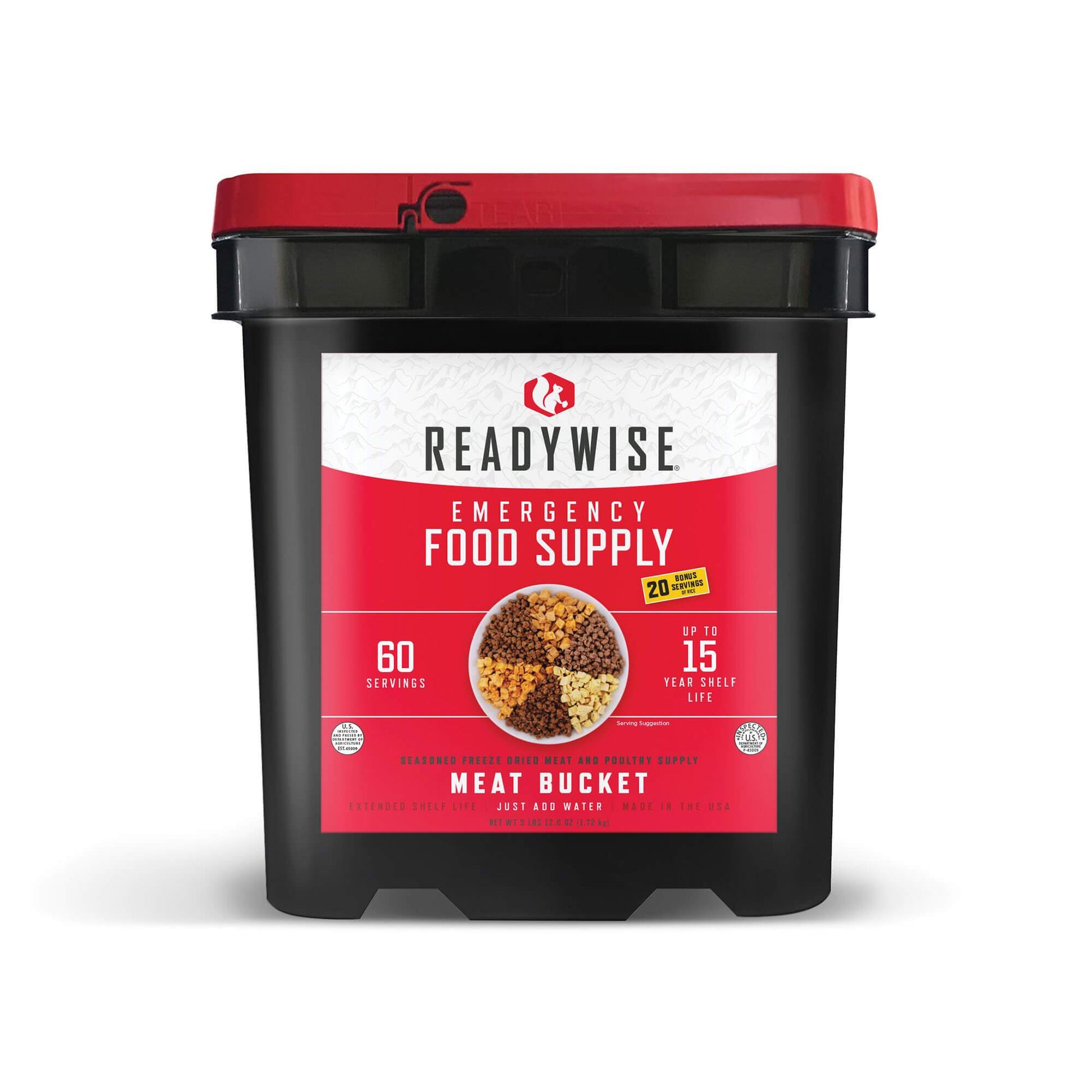 240 Serving Meat Bundle Includes: 4 Freeze Dried Meat Buckets