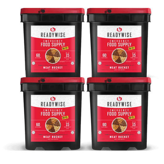 Ready to Eat 240 Serving Meat Bundle with 4 Freeze Dried Meat Buckets - Readywise