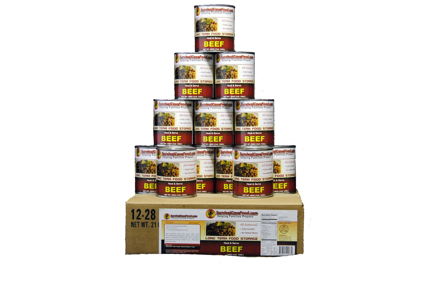 Survival Cave Canned Beef - 28oz can (FULL CASE)