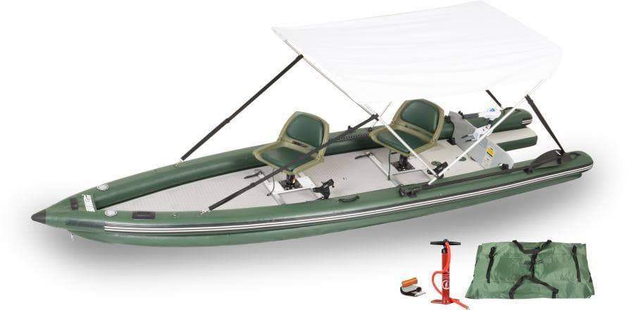 Sea Eagle Fishskiff16 Frameless Inflatable Fishing Boat 2 Person Swivel Seat Canopy